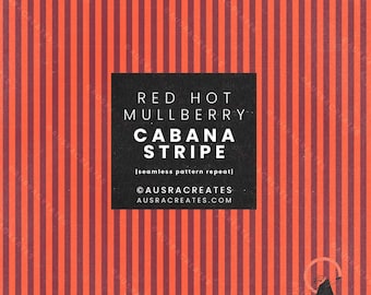 Red Hot Mulberry -  Bright Red and Damson Burgundy Cabana Candy Stripe Seamless Repeating Pattern Summer - Personal & Small Business Use
