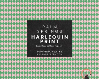Palm Springs Harlequin in Kelly Green Bright Summer Beach - Seamless Repeating Pattern for girly items - Personal & Small Business Use