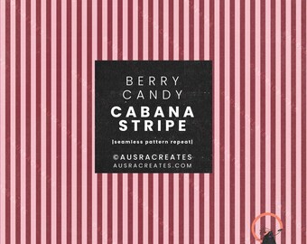 Berry Candy Light Pink and Deep Burgundy Red Cabana Candy Stripe Seamless Repeating Pattern Summer - Personal & Small Business Use