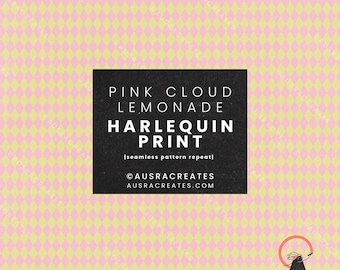 Pink Lemonade Harlequin in Light Pink Lemon Yellow Beach Babe  - Seamless Repeating Pattern for girly items - Personal & Small Business Use