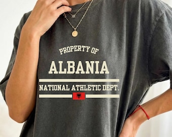 Albania Shirt - Vintage Property of National Athletic Dept. | Retro Tirana Travel Souvenir, Balkan Flag Gift