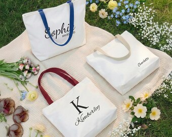 Personalized Name Tote Bag | Custom Gift for Her, Student Bag, Teacher Gift, Lightweight Everyday Tote, Back to School Bag