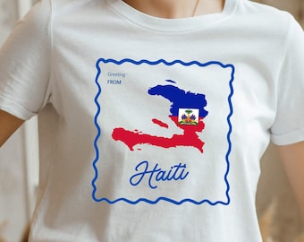 Haiti Souvenir Shirt with Country Map | Retro Haiti Gift for Travelers, Caribbean Heritage Flag Tee