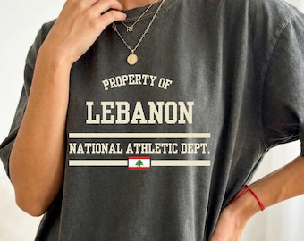 Lebanon Shirt - Vintage Property of National Athletic Dept. | Retro Beirut Travel Souvenir, Middle East Flag Gift