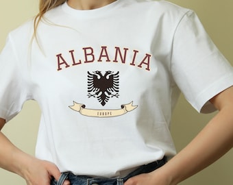 Albanien-Andenken-Hemd, Weinlese-Herbe-T-Stück | Retro Europa Reisegeschenk, Shqipëria Pride Kleidung
