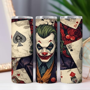 Joker Tumbler Wrap PNG: Playing Card Clown, Dark Gothic Design (Digital Download)