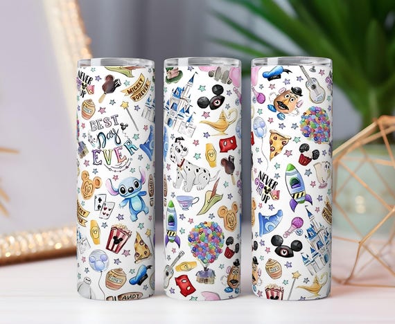 Cartoon Tumbler Wrap PNG: Whimsical Character Collage (20oz Skinny Tumbler)