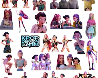 Pegatinas de chicas K-Pop Kawaii: Clipart de Anime para Planificador (Descarga Digital PNG)