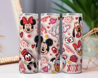 Envoltorio para vaso de San Valentín con diseño de ratón: Corazones y globos PNG (descarga digital)