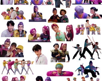 Adesivi di gruppi femminili Kpop: Clipart in stile anime (download digitale)