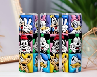 Cartoon Friends Pop Art Tumbler Wrap: Colorful Sublimation Design (PNG Digital Download)