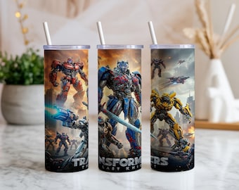 Transformers Tumbler Wrap – 20oz Skinny Tumbler PNG Design, Optimus Prime Digital Download, Sci-Fi Robot Design, Sublimation Tumbler Design