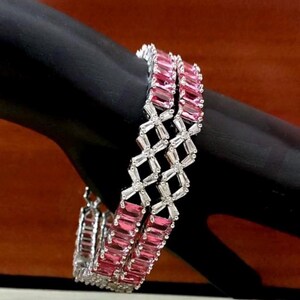 Red Garnet Bangle Set: American Diamond Bridal Chuda