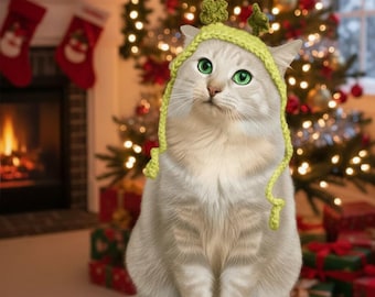 Cute Cat Hat Costume Funny Pet Outfit Green Animal Hat Photo Prop Cat Accessory Gift