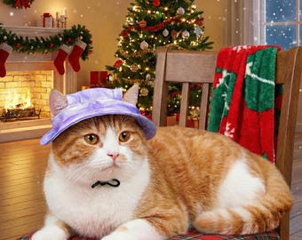 Cat Sun Hat, Adjustable Pet Visor Hat, Cute Summer Cat Hat, Lightweight UV Protection Hat for Cats, Outdoor Pet Accessory