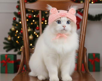 Cute Pink Cat Hat Costume Funny Pet Outfit Animal Photo Prop Adorable Cat Gift