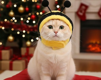 Cute Bee Pet Hat, Funny Animal Costume Accessory, Adorable Cat and Dog Hat, Pet Photo Prop Outfit, Gift for Pet Lovers