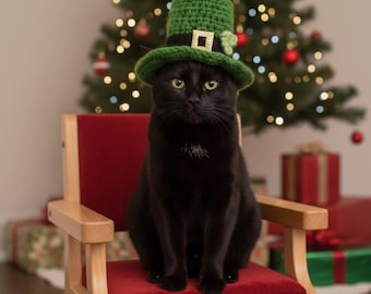 Funny Cat Hat Costume Green Pet Outfit Festive Cat Photo Prop Cute Animal Gift