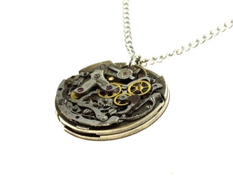 Steampunk Necklace Made From 1890's Victorian Pocket Watch Movement