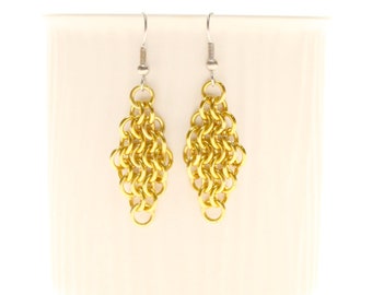 Chainmaille Earrings European 4-in-1 Diamond Gold Anodized Aluminum