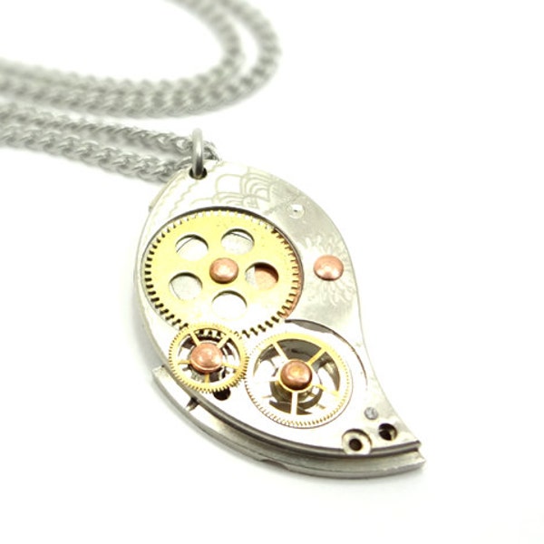 Steampunk Clockwork Necklace Lovingly Named "Paisley Gear"
