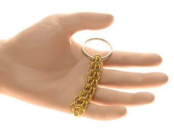 Nerdy Key Chain - Persian Weave Chainmaille - Gold Tone Anodized Aluminum