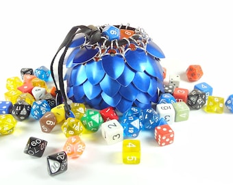 Dice Bag Dungeons And Dragons Large Blue Scalemaille And Chainmaille Aluminum - SKDB-SC-L-BL
