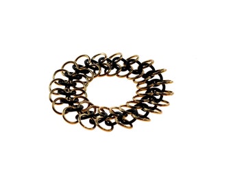 Stretchy Chainmail Bracelet With Black Neoprene And Bronze Anodized Aluminum