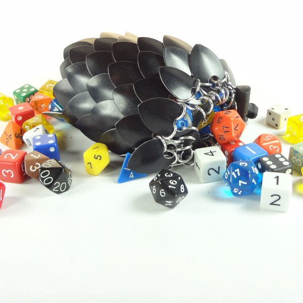 Dungeons And Dragons Large Black Dice Bag Chainmaille And Scales Aluminum