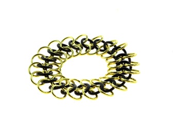 Stretchy Chainmail Bracelet With Black Neoprene And Gold Anodized Aluminum