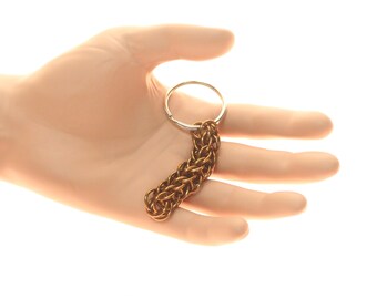 Nerdy Key Chain - Persian Weave Chainmaille - Bronze Anodized Aluminum
