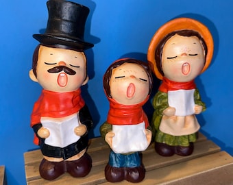 Vintage Christmas Caroler Figurines, Handmade Korean Set