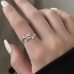 Sterling Silver Branch Ring: Minimalist Twig Open Band