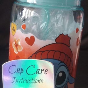 1 vaso de plástico con puntada personalizada y pajita imagen 3