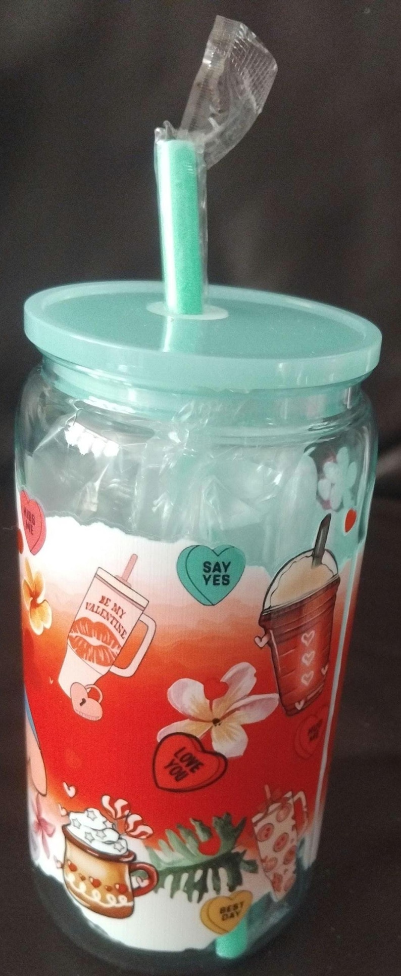 1 vaso de plástico con puntada personalizada y pajita imagen 2