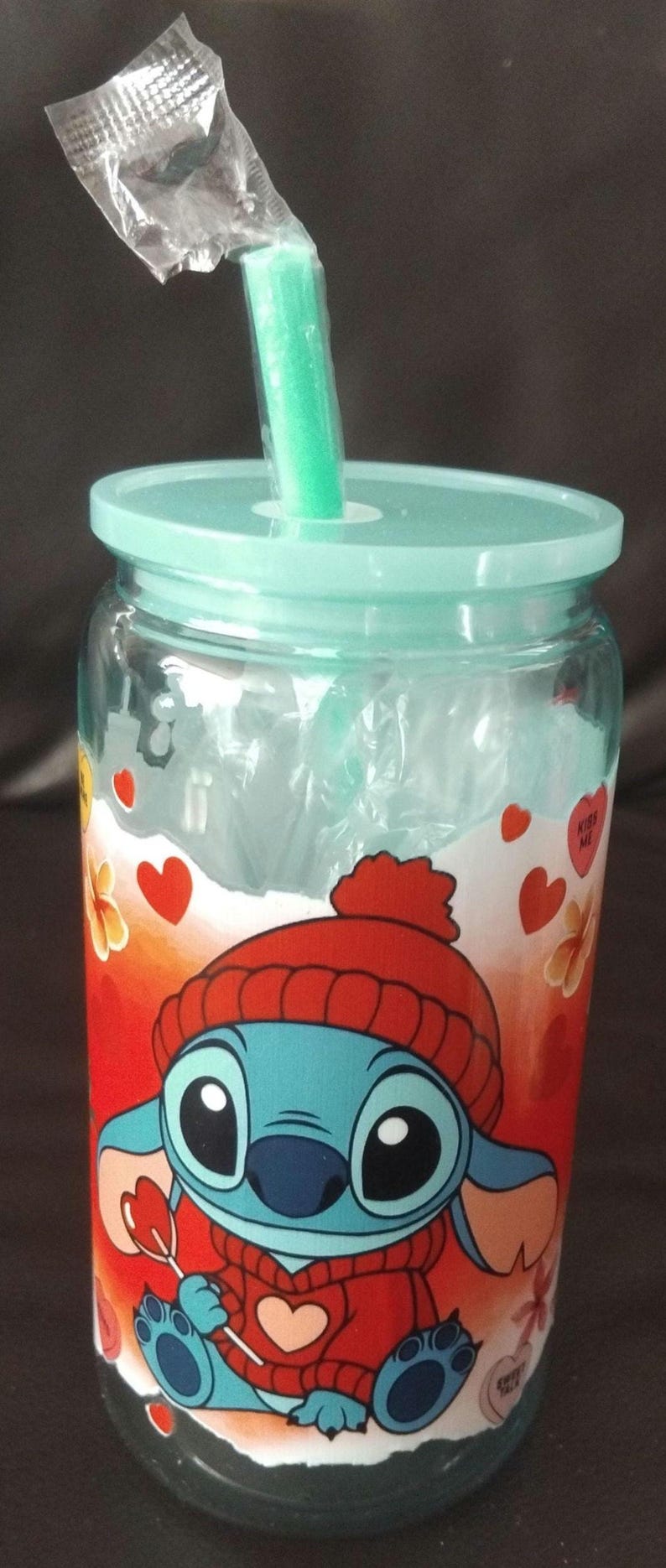 1 vaso de plástico con puntada personalizada y pajita imagen 1