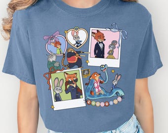 Zootopia Shirt, Nick & Judy Collage Tee, Disney Animal Movie Shirt, Cute Cartoon Graphic Top, Zootopia 2, Family Matching, Disney Vacation