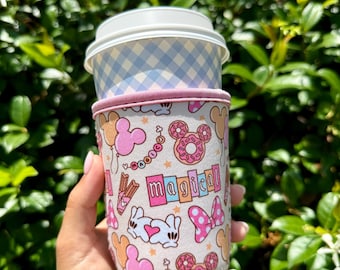 Magical Snacks Theme Cup Sleeve, Neoprene Drink Sleeve, Iced Coffee Cup Cover, Coffee Lover Gift, Disney Cup Sleeve, Disney Essentials