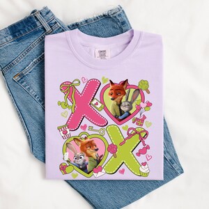 Camiseta de San Valentín de Zootopia, camiseta gráfica de Nick y Judy imagen 5