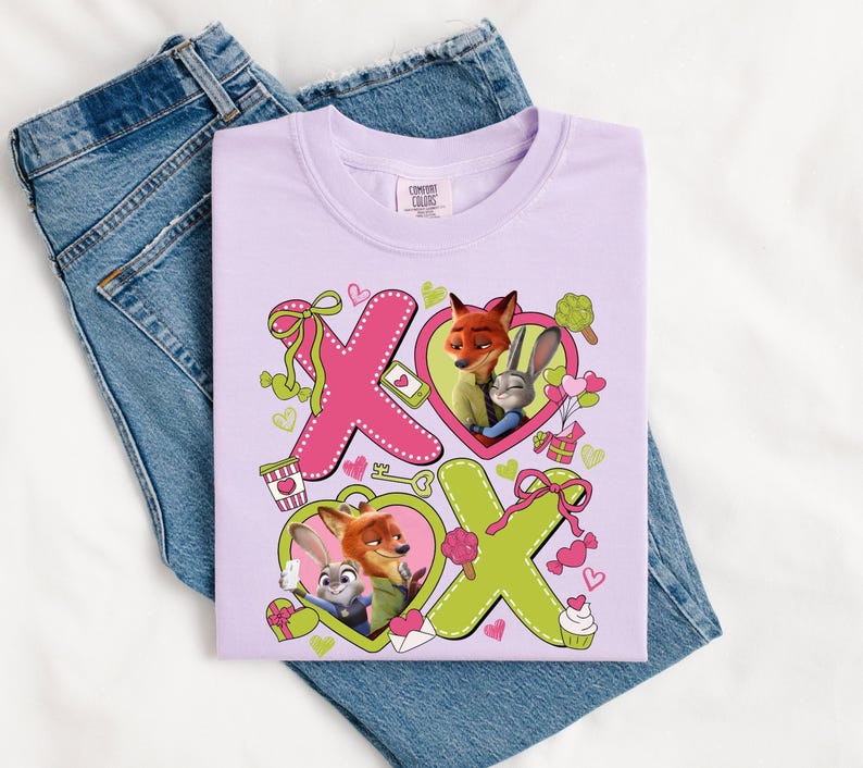 Camiseta de San Valentín de Zootopia, camiseta gráfica de Nick y Judy imagen 5