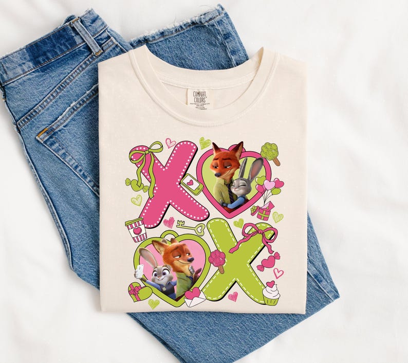 Camiseta de San Valentín de Zootopia, camiseta gráfica de Nick y Judy imagen 4