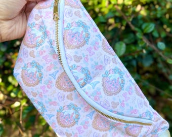 Disney Castle Jumbo Fanny Pack, DisneyWorld Cinderella Fanny Pack, XL Disney World Pastel Belt Bag, Family Vacation Nylon Crossbody Bag