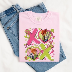 Camiseta de San Valentín de Zootopia, camiseta gráfica de Nick y Judy imagen 1