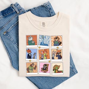 Zootopia Polaroid Collage Graphic Tee, Nick and Judy Cartoon Shirt image 6