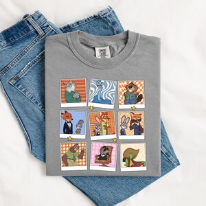 Zootopia Polaroid Collage Graphic Tee, Nick and Judy Cartoon Shirt image 3