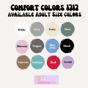 a collection of 12 different adult-size colors available in a variety of shades, including white, gray, ivory, moss, pink, blue, black, blue jeans, black, orchid, and red.