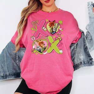 Camiseta de San Valentín de Zootopia, camiseta gráfica de Nick y Judy imagen 3