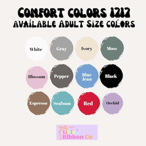 a collection of 12 different adult-size colors available in a variety of shades, including white, gray, ivory, moss, pink, blue, black, blue jeans, black, orchid, and red.