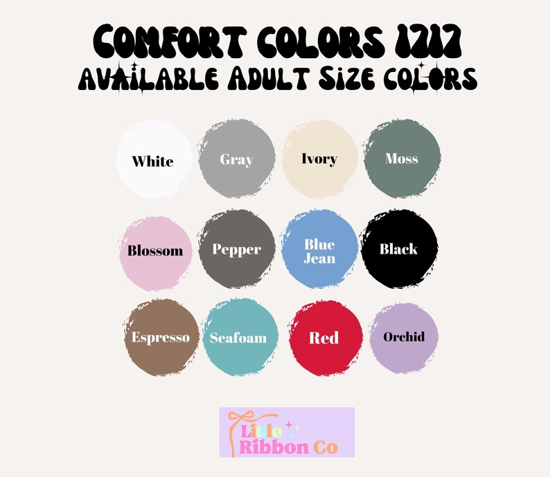 a collection of 12 different adult-size colors available in a variety of shades, including white, gray, ivory, moss, pink, blue, black, blue jeans, black, orchid, and red.