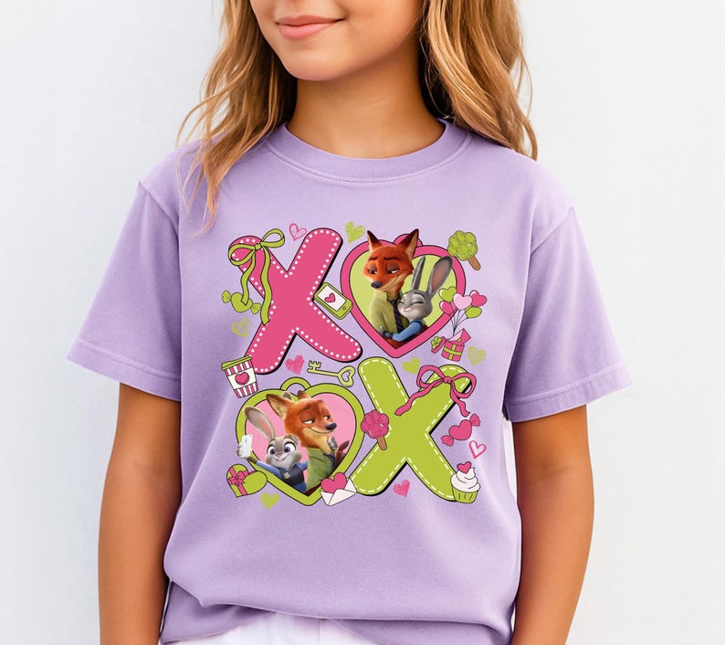 Camiseta de San Valentín de Zootopia, camiseta gráfica de Nick y Judy imagen 2